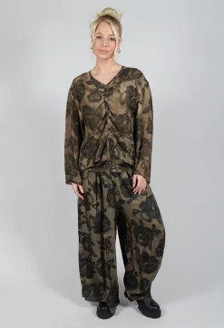 Long Sleeve Top in Tinto Freddo Green Tuscany