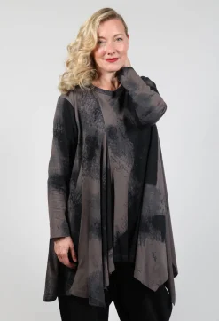 Long Sleeve Top with Flared Hem in Brown