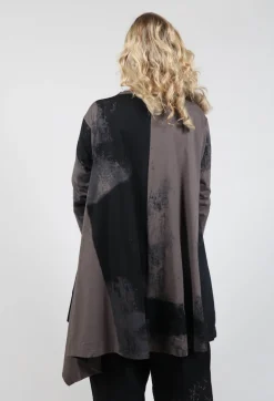 Long Sleeve Top with Flared Hem in Brown