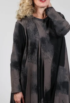 Long Sleeve Top with Flared Hem in Brown
