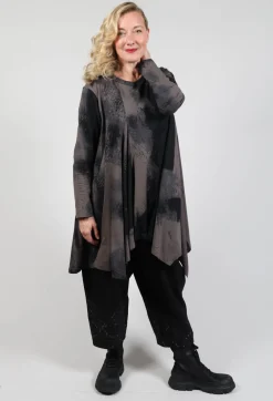 Long Sleeve Top with Flared Hem in Brown