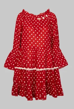 Long Sleeve Tunic in Audrey Red and White Polkadot