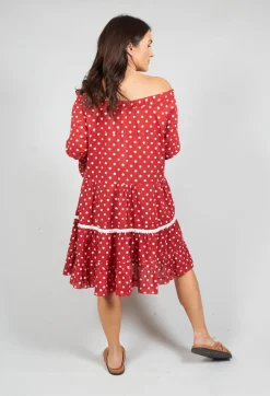 Long Sleeve Tunic in Audrey Red and White Polkadot