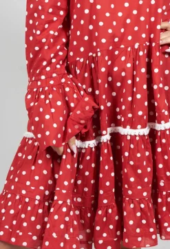Long Sleeve Tunic in Audrey Red and White Polkadot