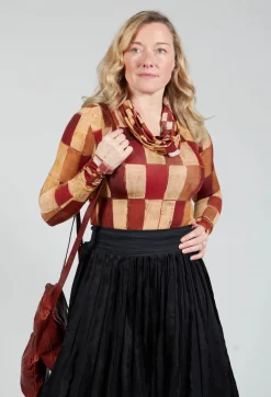 Long Sleeve Wide Neck T-Shirt in Byzantine Print