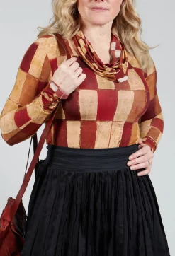 Long Sleeve Wide Neck T-Shirt in Byzantine Print