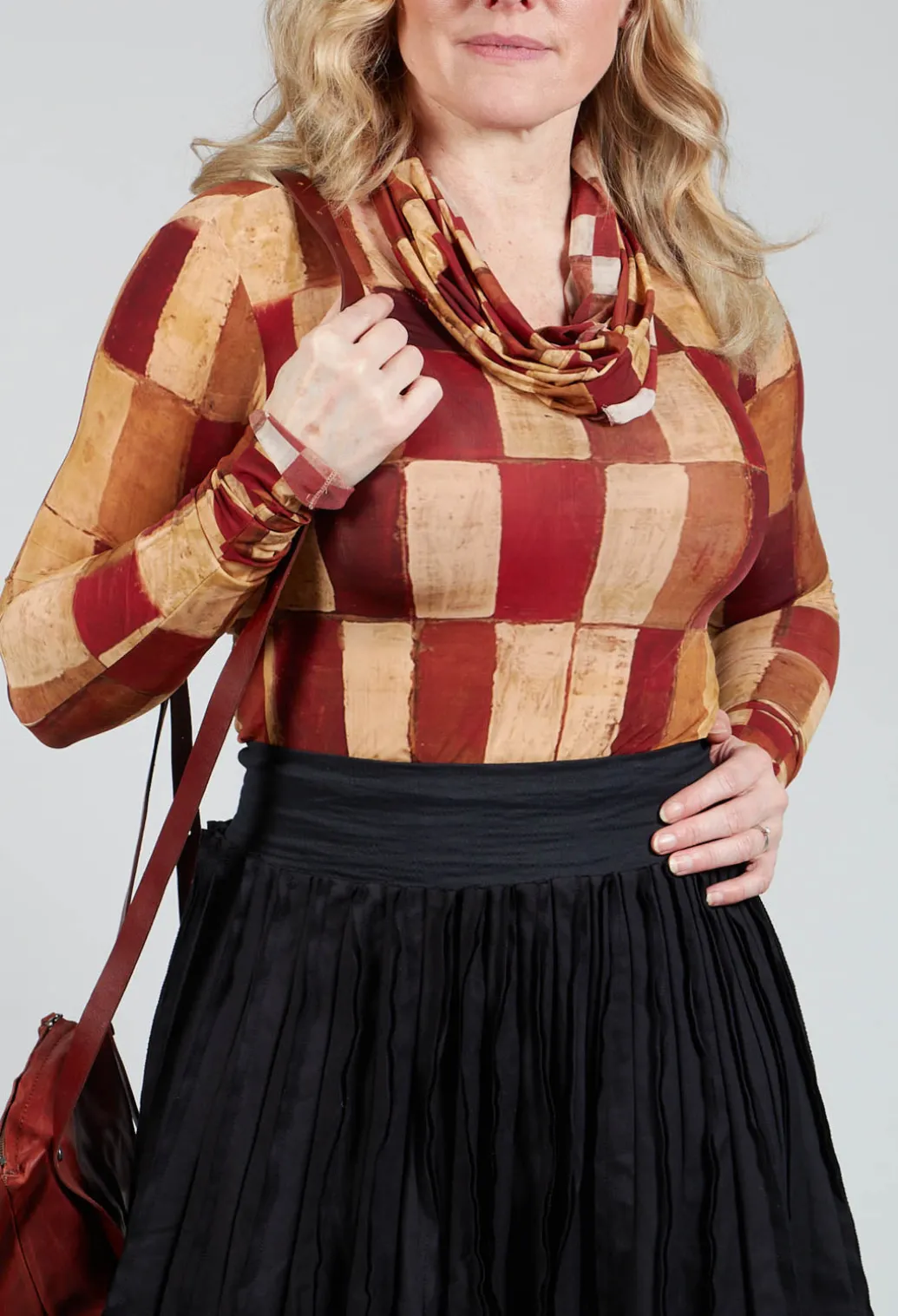Long Sleeve Wide Neck T-Shirt in Byzantine Print