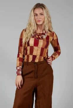 Long Sleeve Wide Neck T-Shirt in Byzantine Print