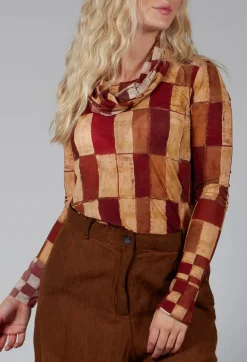 Long Sleeve Wide Neck T-Shirt in Byzantine Print