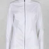 Long Sleeved Blouse with Zip Detail in White