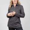 Long Sleeved Blouse with Zip Detail in Grey