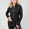 Long Sleeved Blouse with Zip Detail in Black