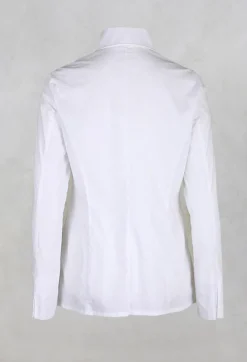 Long Sleeved Blouse with Zip Detail in White