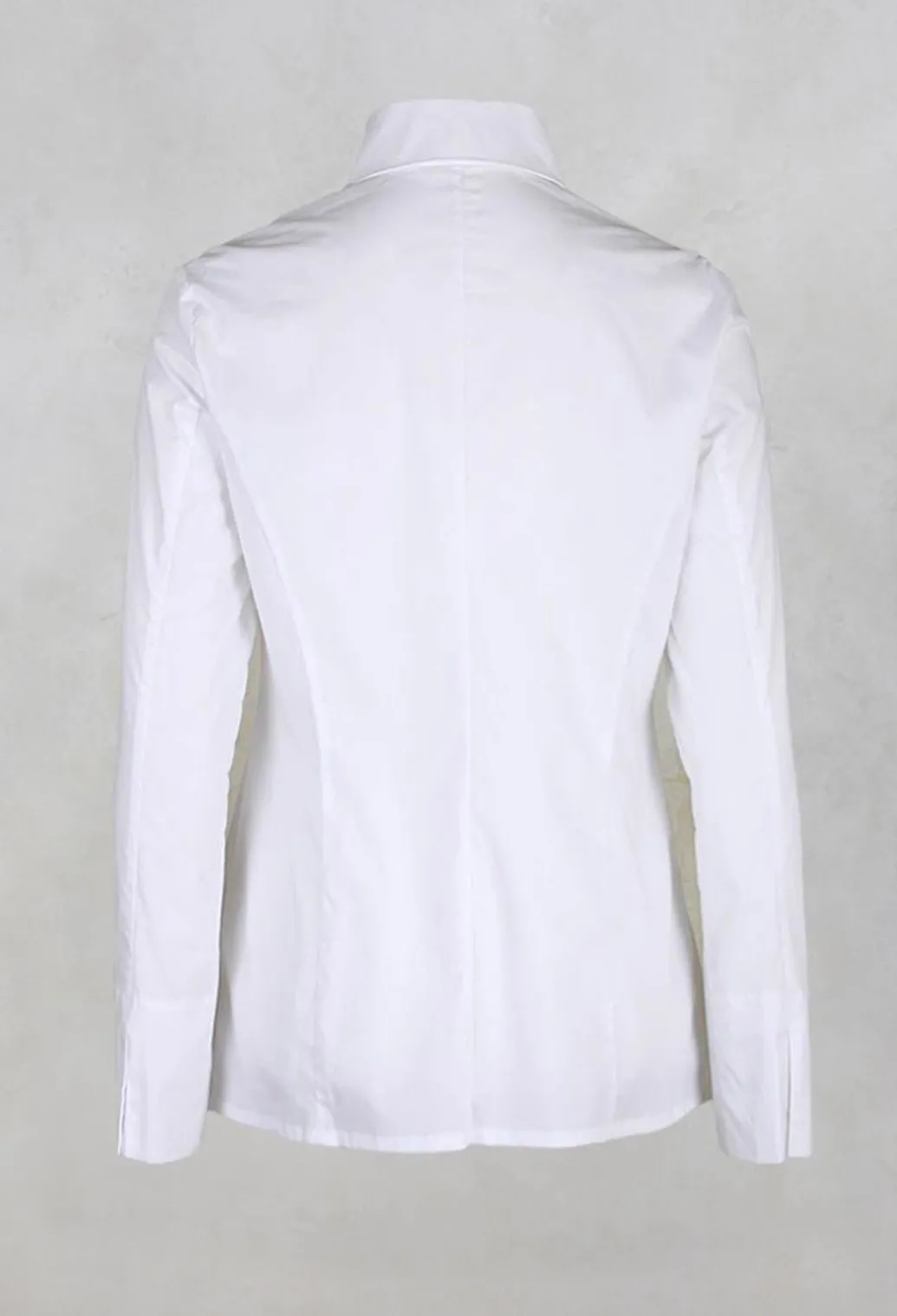 Long Sleeved Blouse with Zip Detail in White