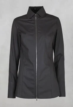 Long Sleeved Blouse with Zip Detail in Grey