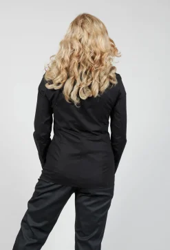Long Sleeved Blouse with Zip Detail in Black