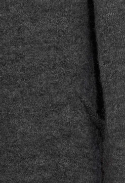 Long Sleeved Cardigan with Asymmetric Hem in Grey Melange