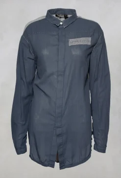 Long Sleeved Collared Top in Dusty Blue