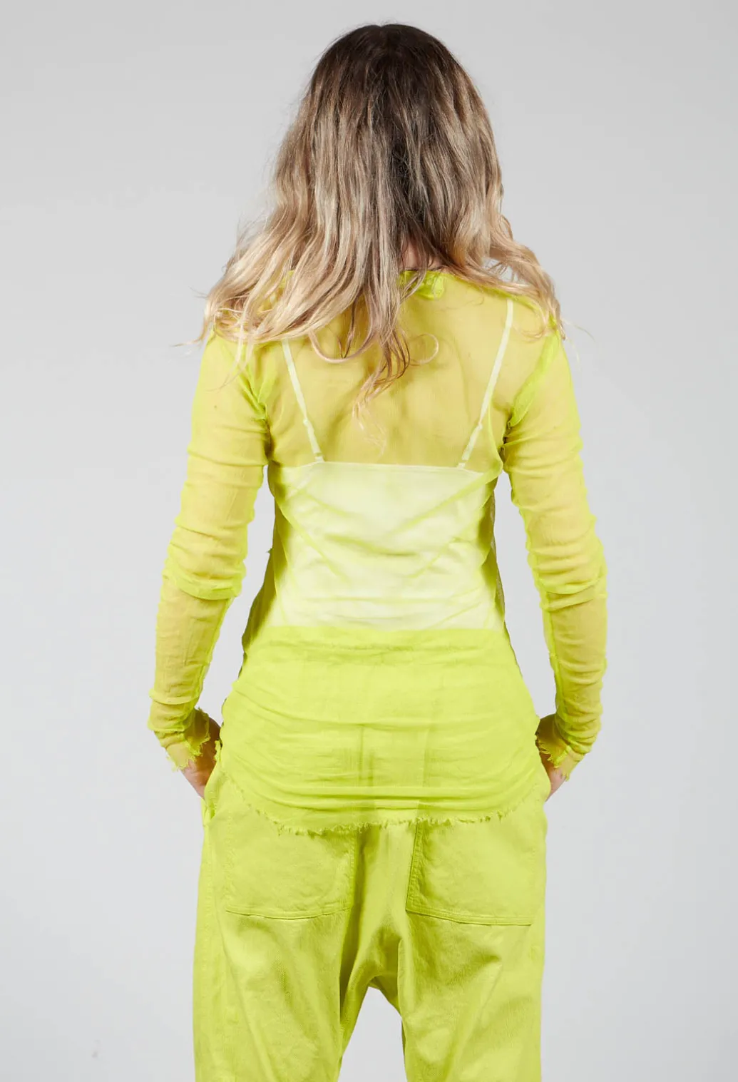 Long Sleeved Net Top with Cotton Bands in Spring
