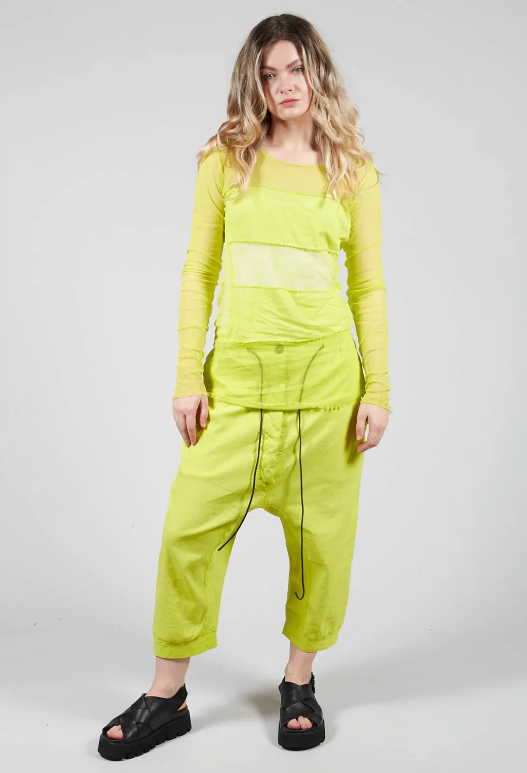 Long Sleeved Net Top with Cotton Bands in Spring