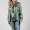 Long Sleeved Silk Blouse in Green