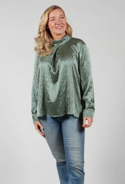 Long Sleeved Silk Blouse in Green