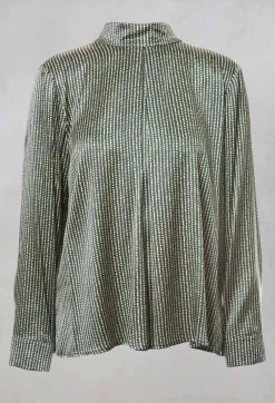 Long Sleeved Silk Blouse in Green