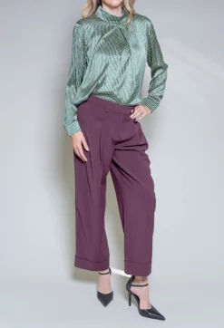 Long Sleeved Silk Blouse in Green