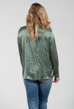 Long Sleeved Silk Blouse in Green