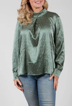 Long Sleeved Silk Blouse in Green