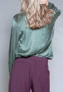 Long Sleeved Silk Blouse in Green