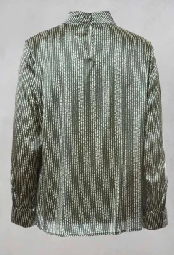 Long Sleeved Silk Blouse in Green
