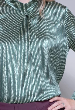 Long Sleeved Silk Blouse in Green