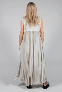 Long Sleeveless Coat in Contone and Viscosa Seta Desert