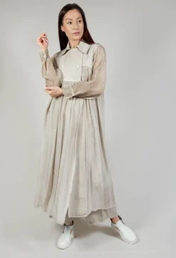 Long Sleeveless Coat in Contone and Viscosa Seta Desert