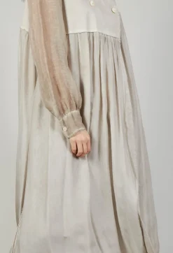 Long Sleeveless Coat in Contone and Viscosa Seta Desert
