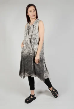Long Sleeveless Coat in Linto Tinto Freddo Degrade Desert