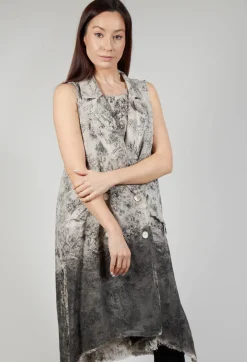 Long Sleeveless Coat in Linto Tinto Freddo Degrade Desert
