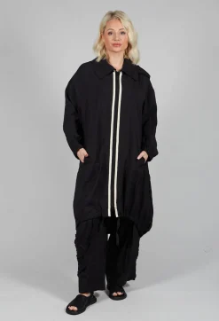Long Stripe Coat in Black