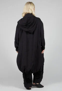 Long Stripe Coat in Black