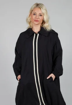 Long Stripe Coat in Black