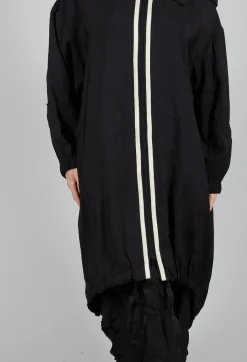 Long Stripe Coat in Black