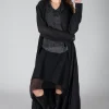 Long Textured Blazer in Black