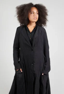 Long Textured Blazer in Black