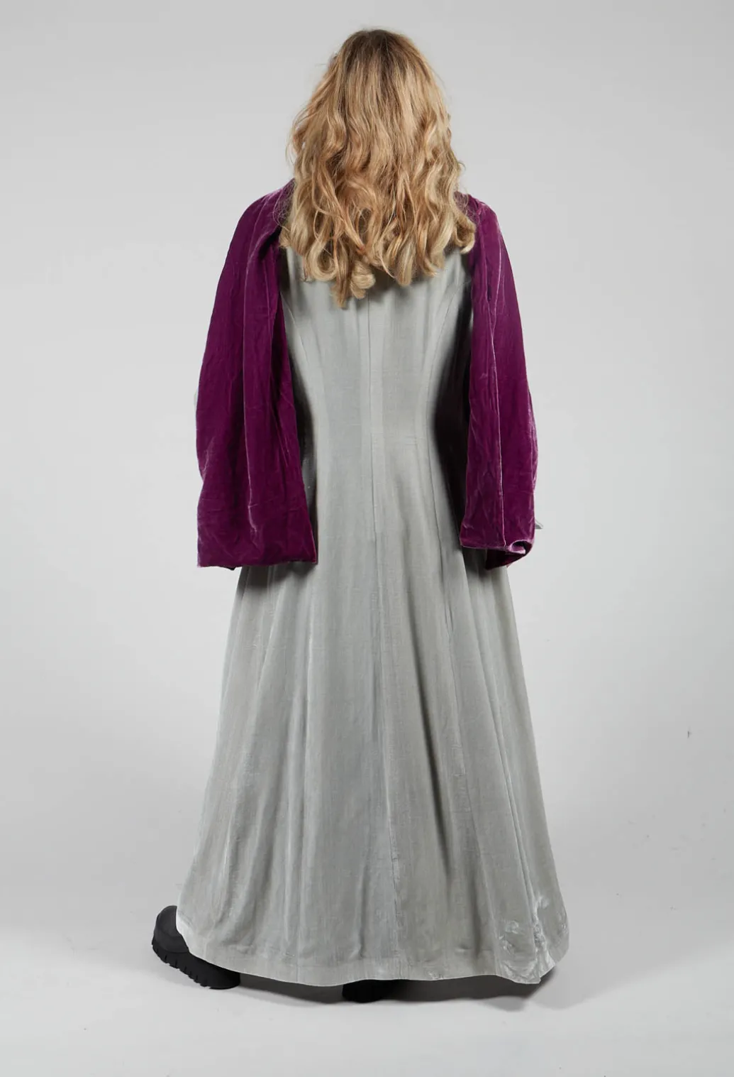 Long Velvet Coat in Pearl