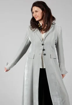 Long Velvet Coat in Pearl