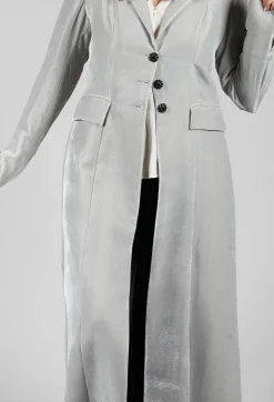 Long Velvet Coat in Pearl