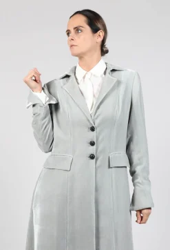Long Velvet Coat in Pearl