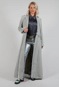Long Velvet Coat in Pearl