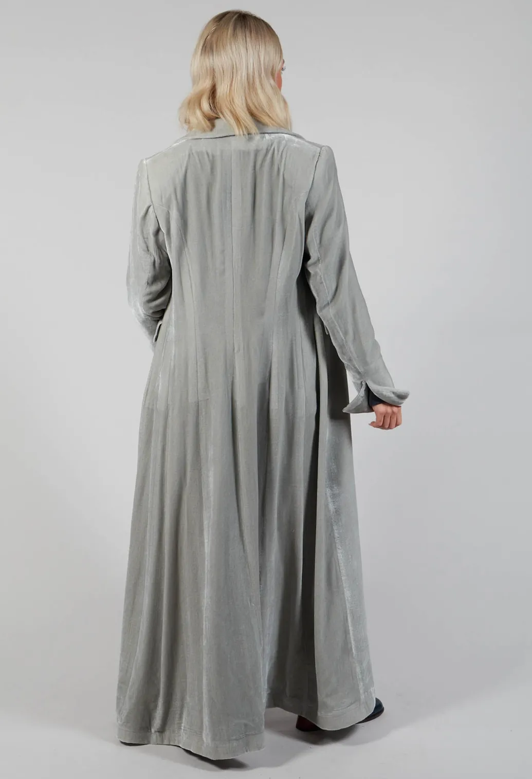 Long Velvet Coat in Pearl